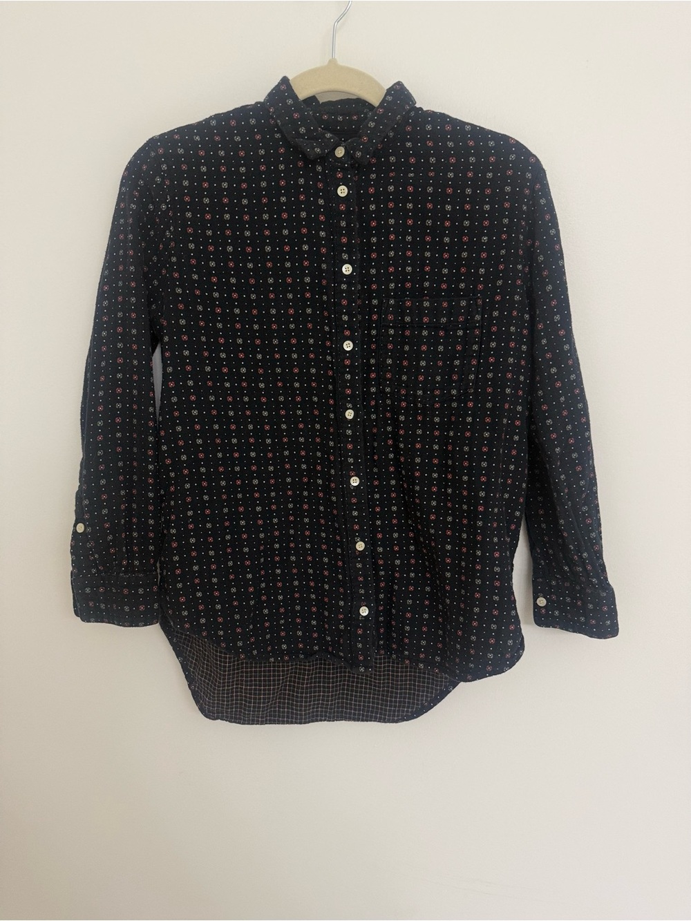 MADEWELL Black Patterned Button-Up Top Women’s Size xxs